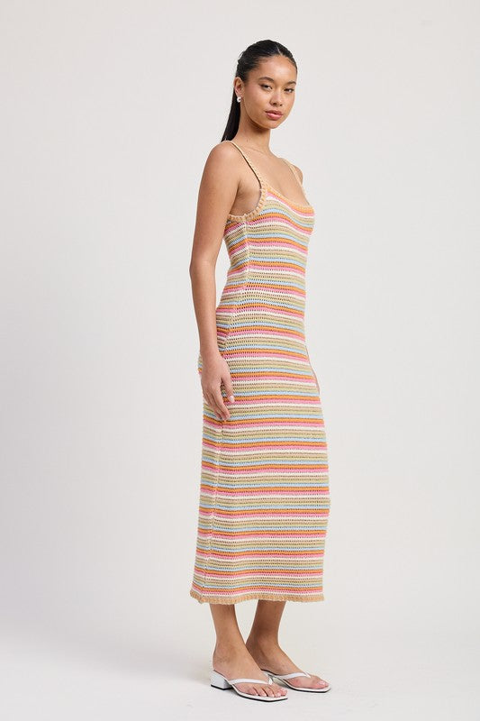 Emory Park | Midi Crochet Square Neck Dress