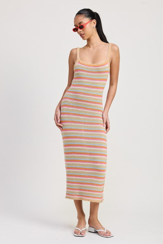 Emory Park | Midi Crochet Square Neck Dress