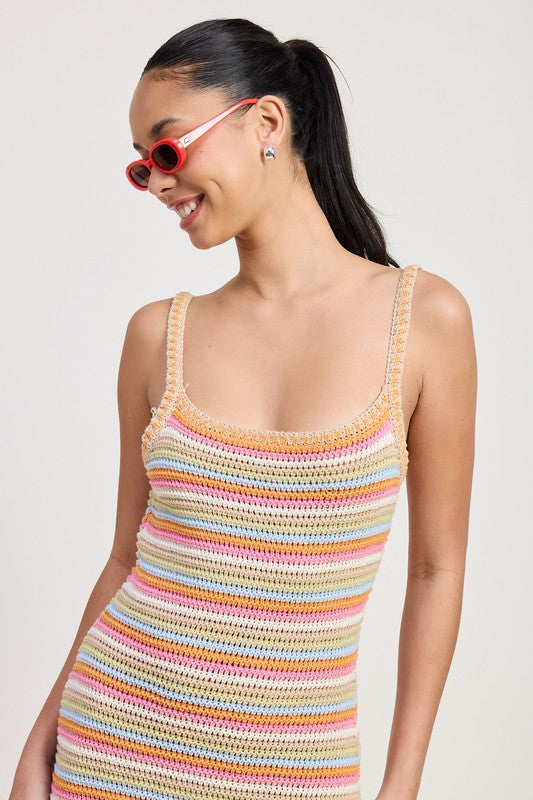 Emory Park | Midi Crochet Square Neck Dress