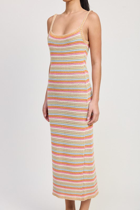 Emory Park | Midi Crochet Square Neck Dress