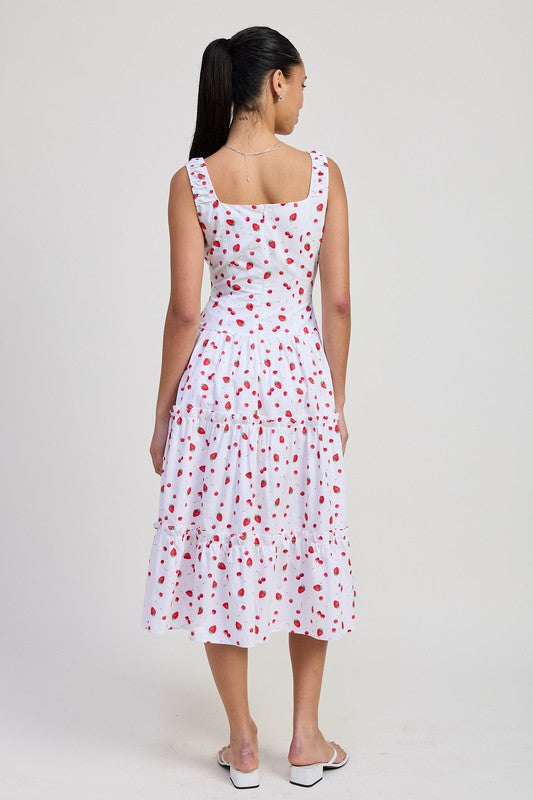 Emory Park | Strawberry Print Poplin Midi A-Line Dress
