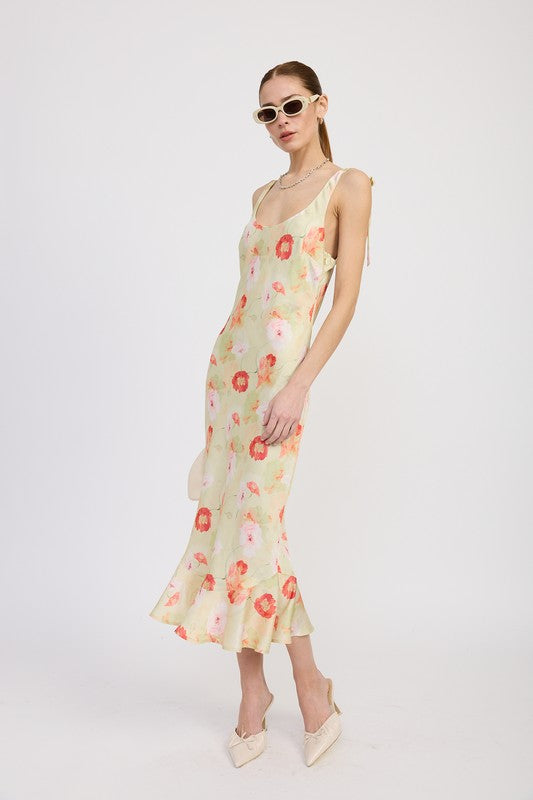 Emory Park Printed Satin Midi Dress with Scoop Neck