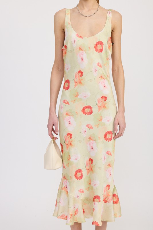 Emory Park Printed Satin Midi Dress with Scoop Neck