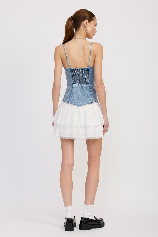 Emory Park | Mini Corset Denim Dress