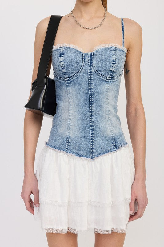 Emory Park | Mini Corset Denim Dress