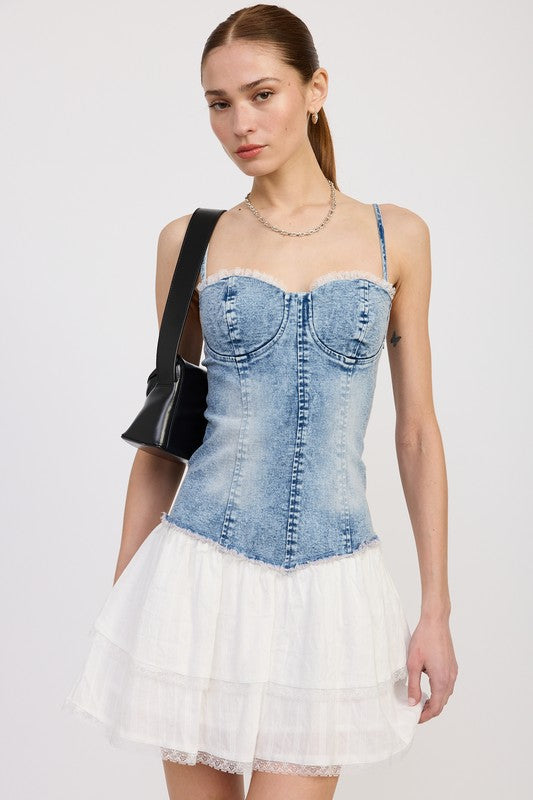 Emory Park | Mini Corset Denim Dress