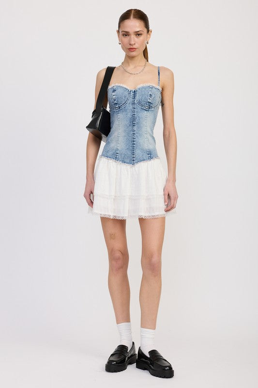 Emory Park | Mini Corset Denim Dress
