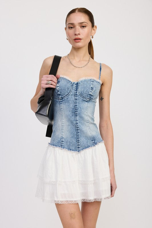 Emory Park | Mini Corset Denim Dress