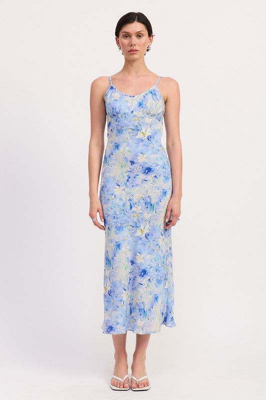 Emory Park | Floral Satin Slip Midi Dress