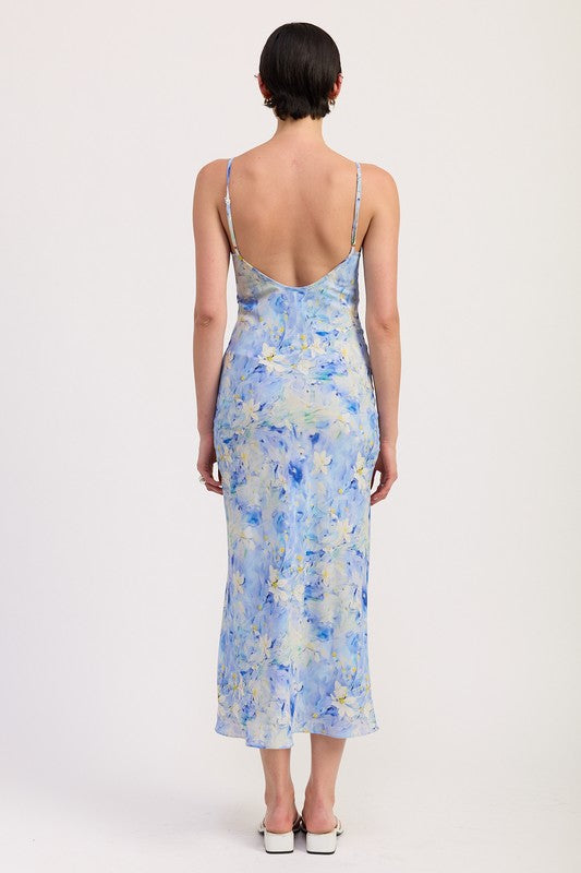 Emory Park | Floral Satin Slip Midi Dress