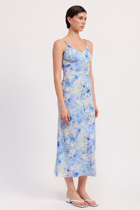 Emory Park | Floral Satin Slip Midi Dress