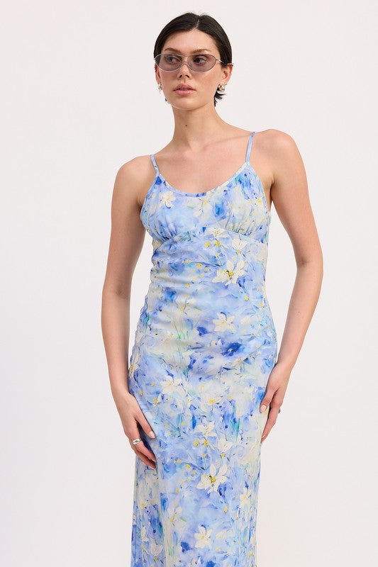 Emory Park | Floral Satin Slip Midi Dress