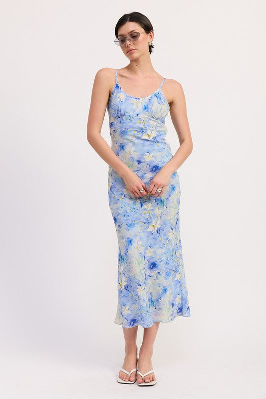 Emory Park | Floral Satin Slip Midi Dress