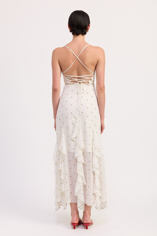 Emory Park Ruffled Wrap Maxi Dress with Cross Back