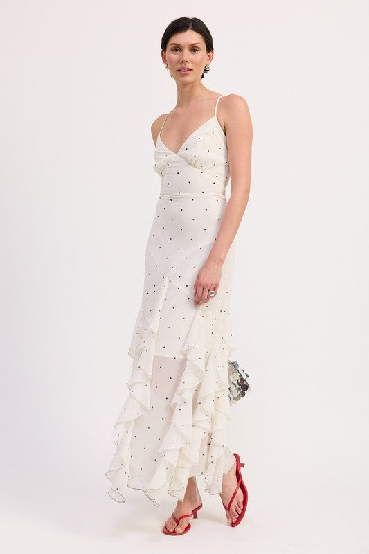 Emory Park Ruffled Wrap Maxi Dress with Cross Back