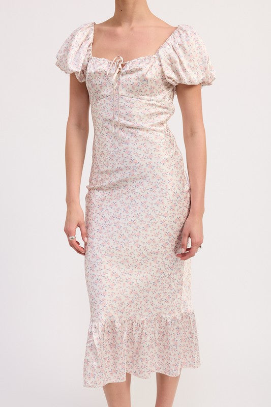 Emory Park | Floral Puff Sleeve Midi Dress