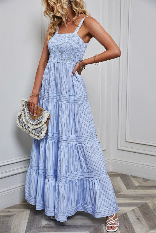Miss Sparkling Smocked Tiered Maxi Dress