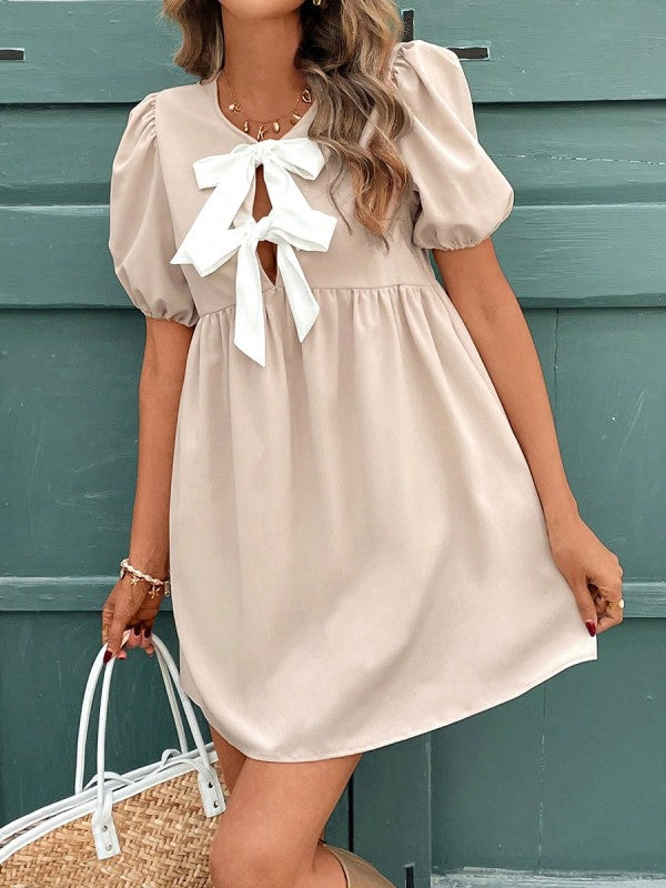 Miss Sparkling Tie Front Baby Doll Dress