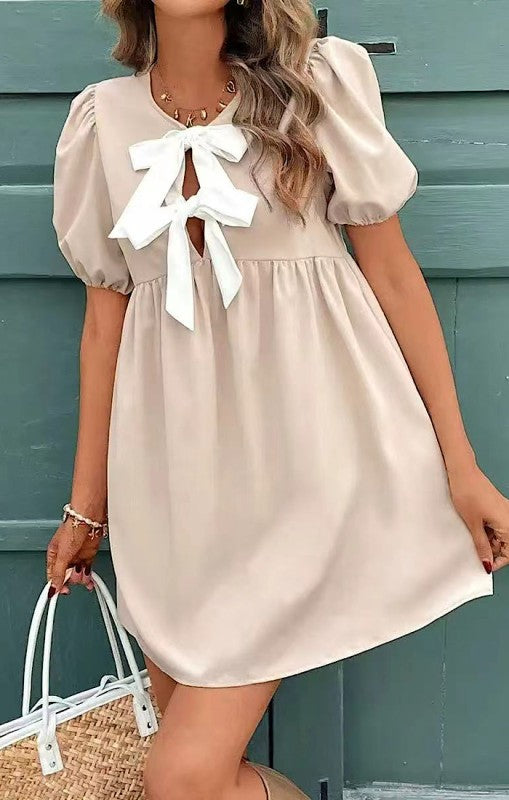 Miss Sparkling Tie Front Baby Doll Dress