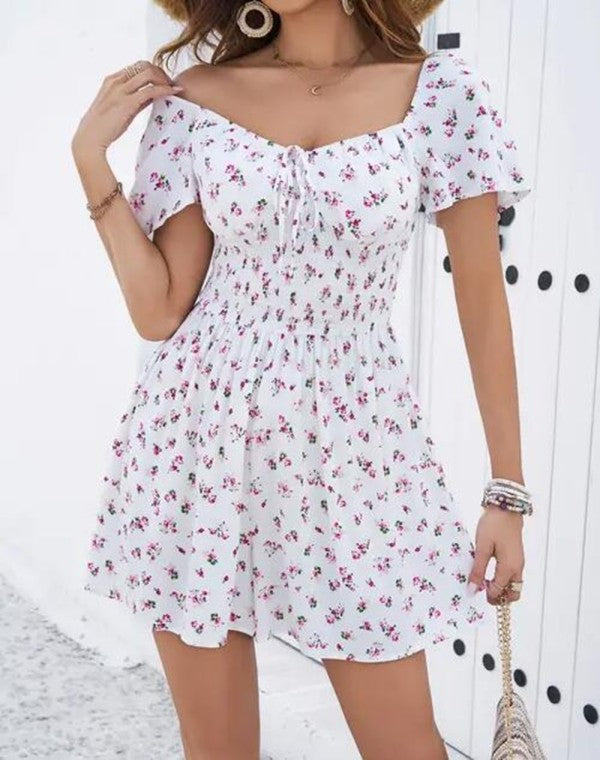 Miss Sparkling Off-Shoulder Ditsy Floral Dress 