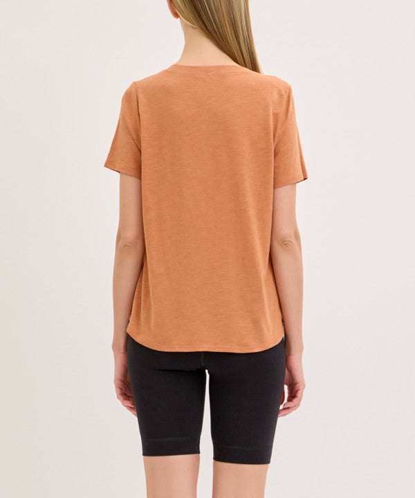 Fabina Bamboo Cotton Slub V-Neck Short Sleeve Top