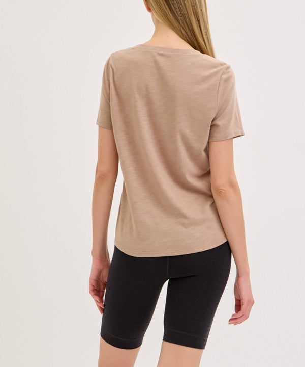 Fabina Bamboo Cotton Slub V-Neck Short Sleeve Top