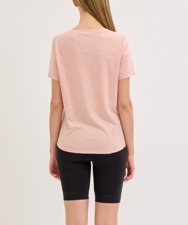 Fabina Bamboo Cotton Slub V-Neck Short Sleeve Top