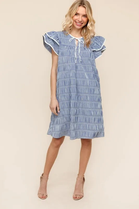 Haptics Double Ruffle Sleeve Dress with Side Pockets