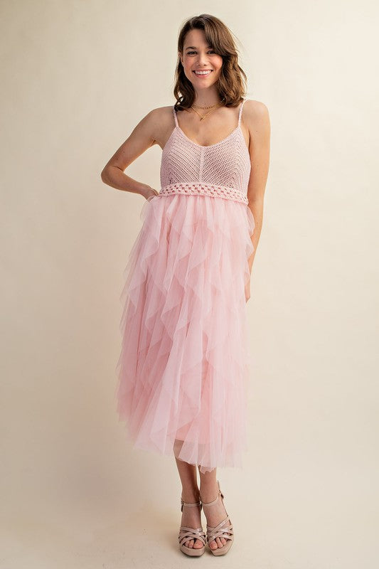 Sweet Generis | Lovely Tulle Midi Crochet Dress