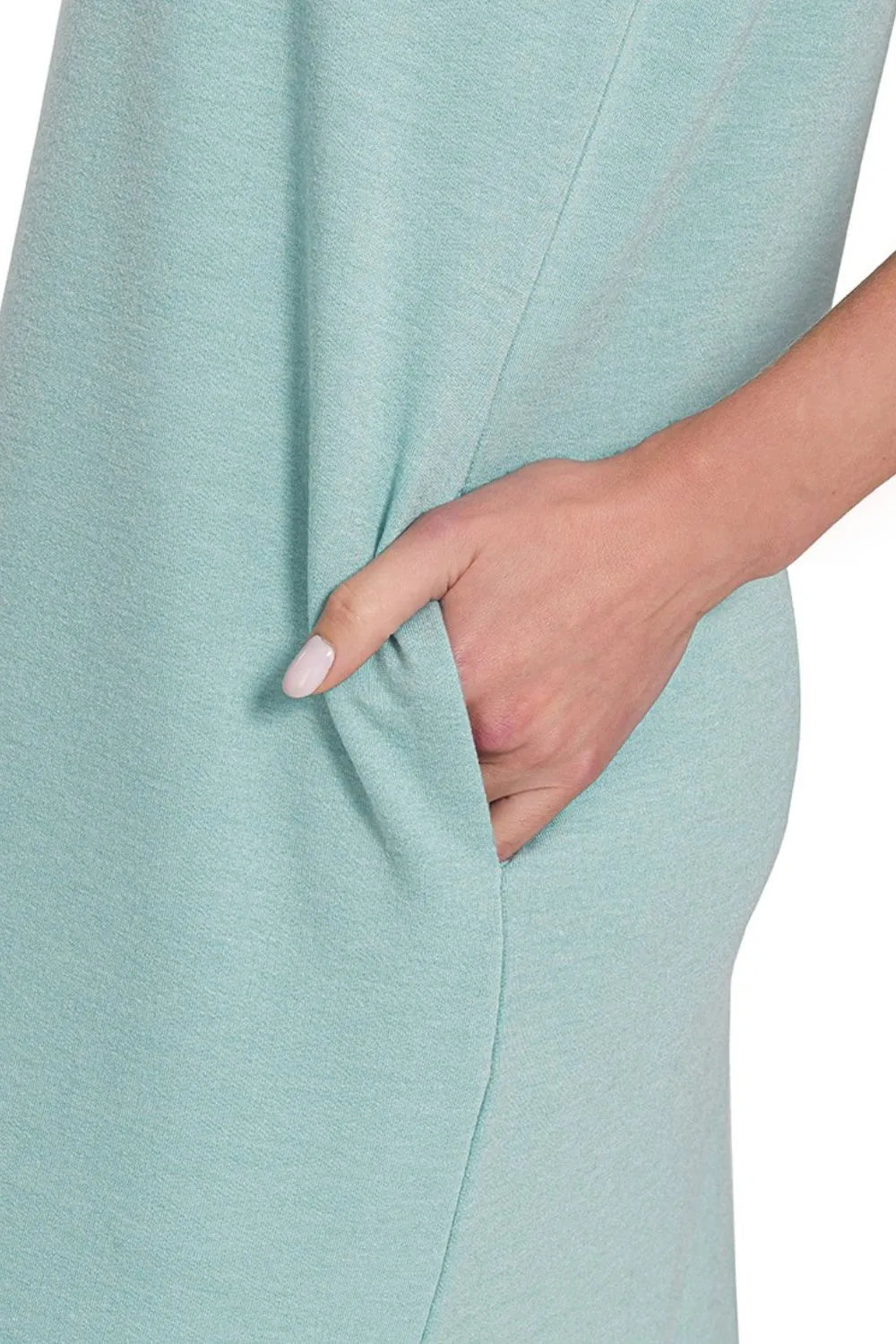 Zenana French Terry Sleeveless Round Neck Midi Dress in Teal