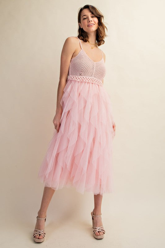 Sweet Generis | Lovely Tulle Midi Crochet Dress