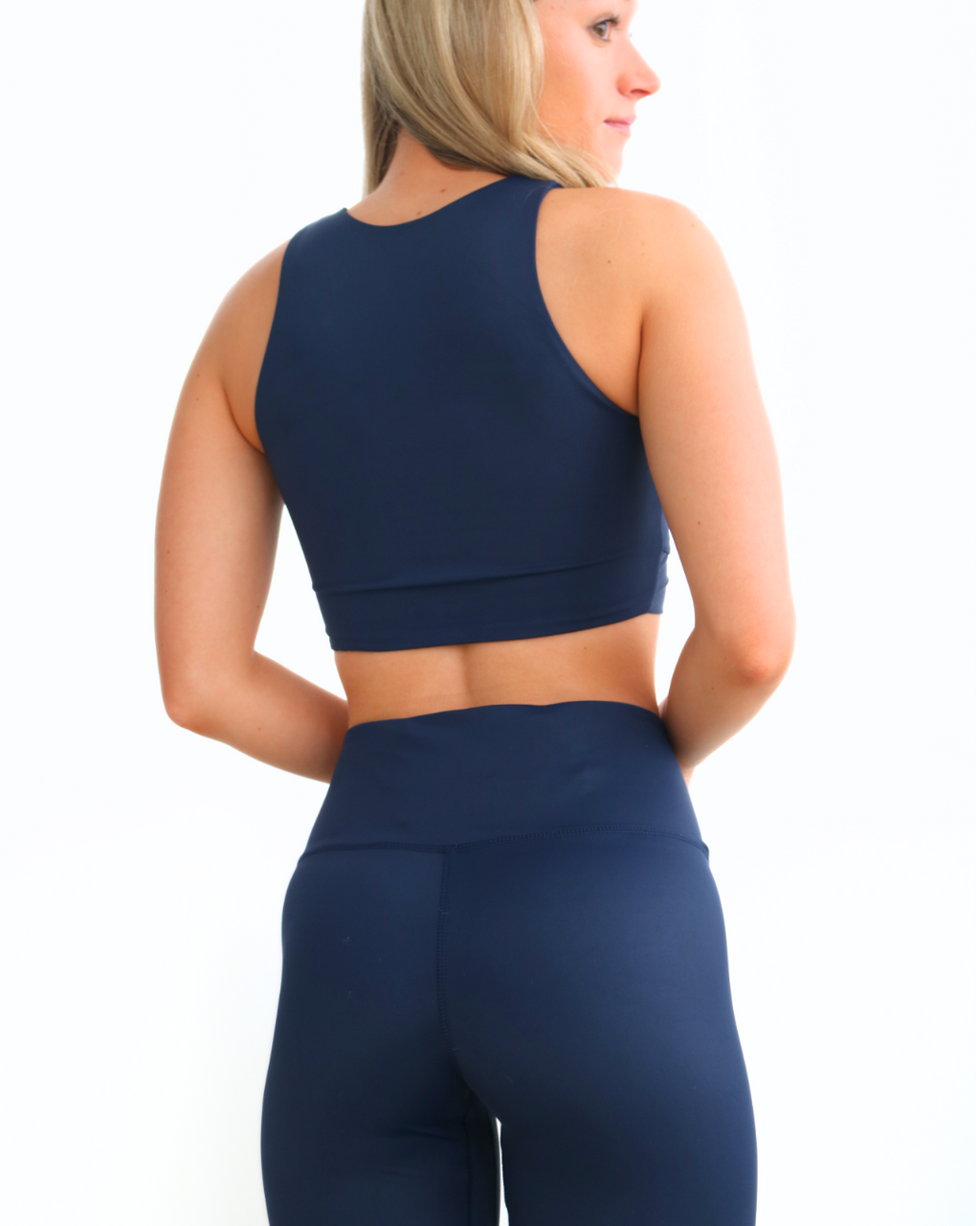 Navy Crewneck Sports Bra UPF 50+
