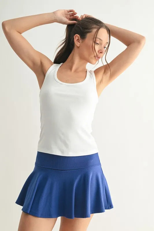 MONO B Slim Fit Scoop Neck Tank in White