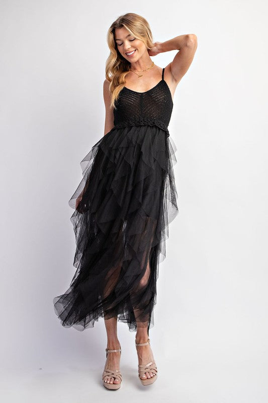 Sweet Generis | Lovely Tulle Midi Crochet Dress