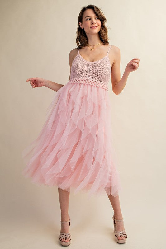 Sweet Generis | Lovely Tulle Midi Crochet Dress