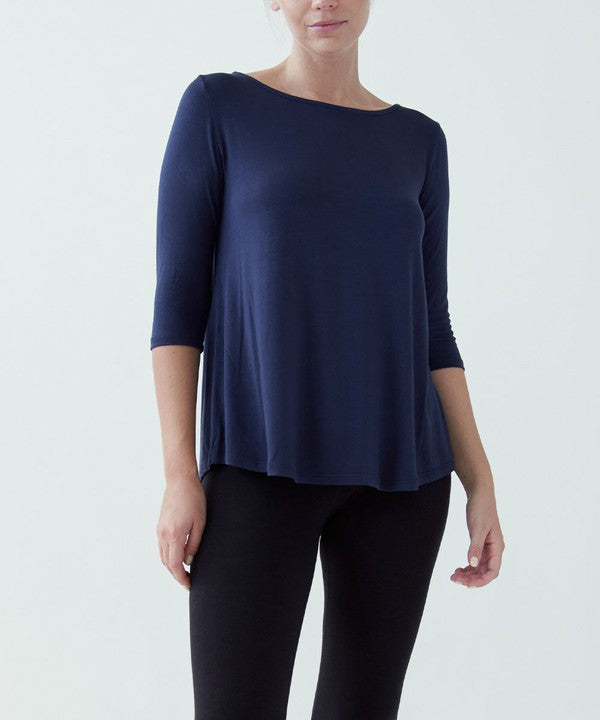 Fabina Bamboo Boatneck Sleeve Top