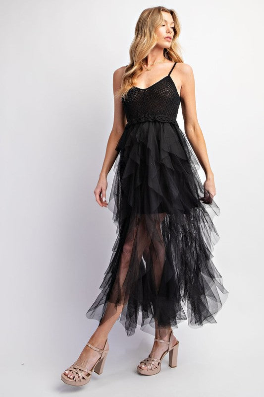 Sweet Generis | Lovely Tulle Midi Crochet Dress