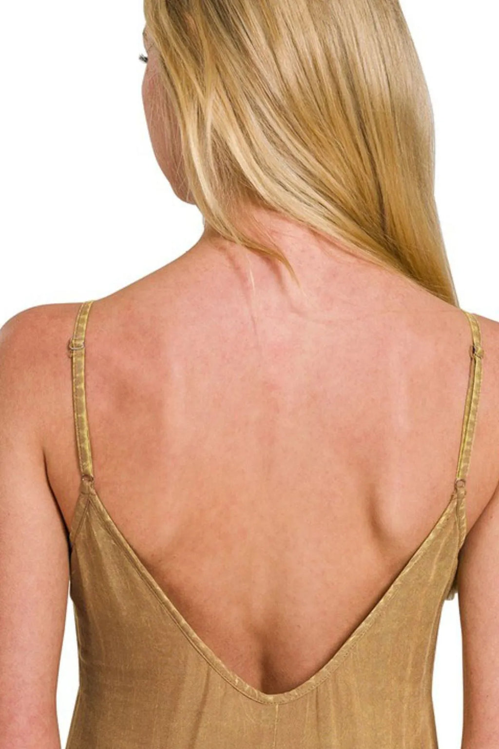 Zenana Mineral Washed Rayon Challis Cami Dress in Camel