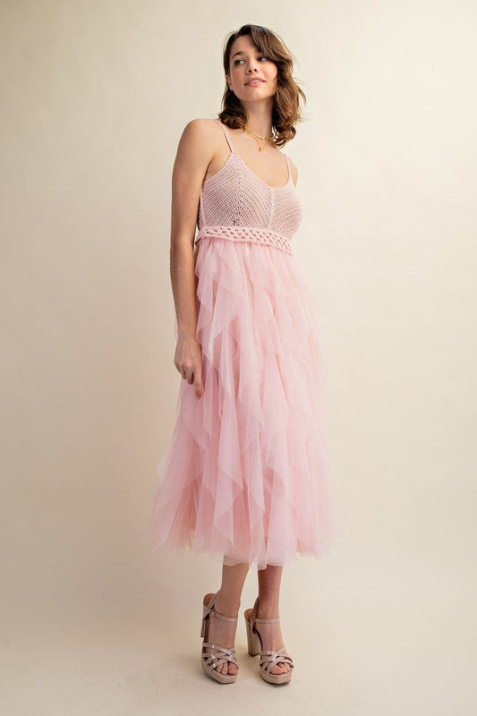 Sweet Generis | Lovely Tulle Midi Crochet Dress