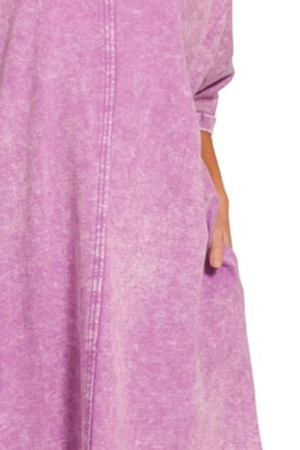 Zenana Acid-washed French Terry Tee Shirts Dress in Violet