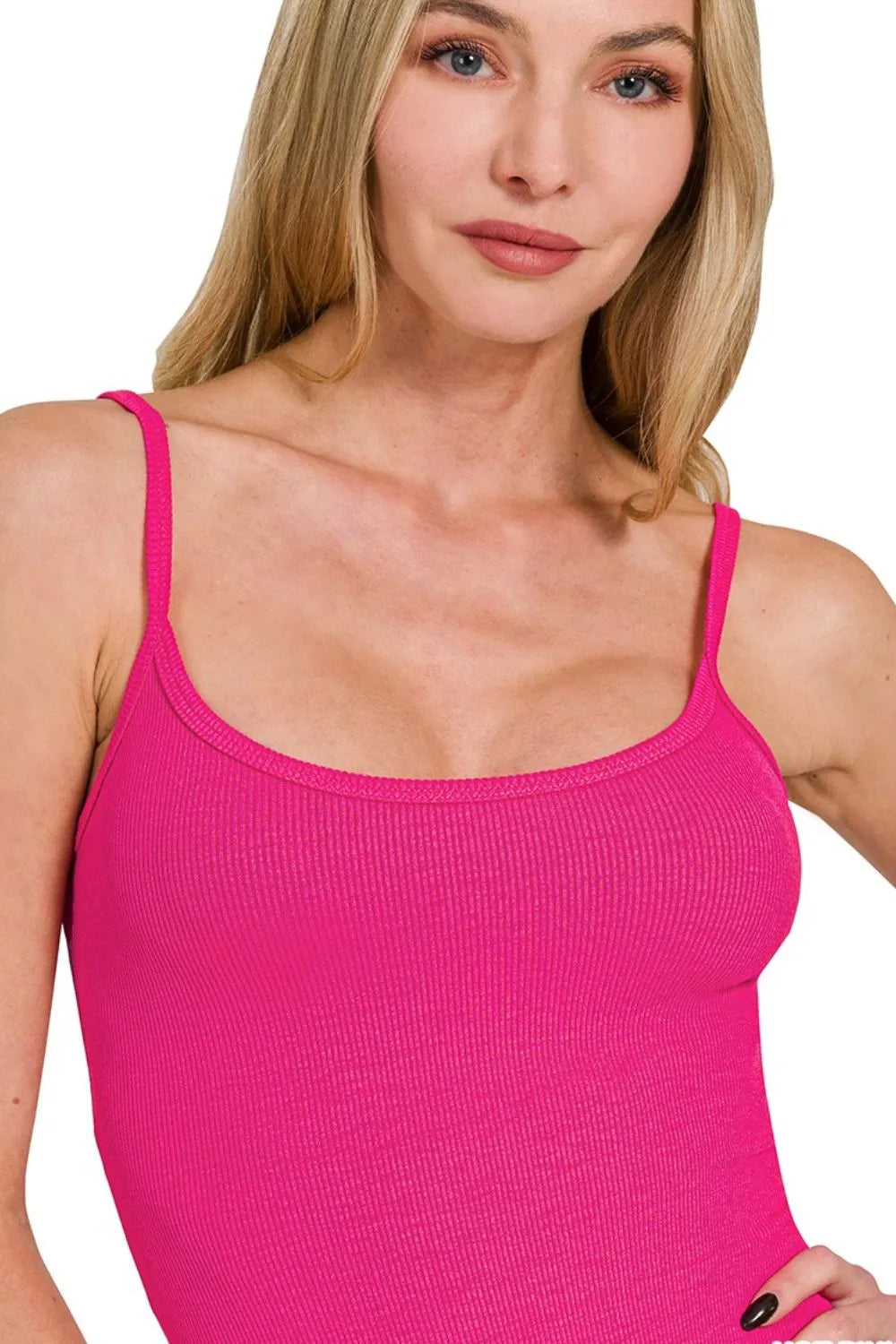 Zenana Ribbed Bodycon Midi Dress in Pink