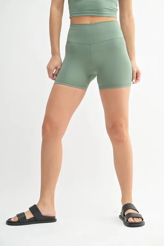 MONO B Venice Cloud Light Contour Biker Shorts in Moss
