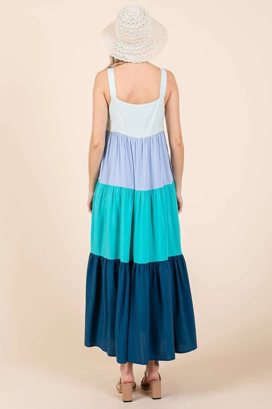 Mittoshop Color Block Tiered Pull-On Maxi Dress