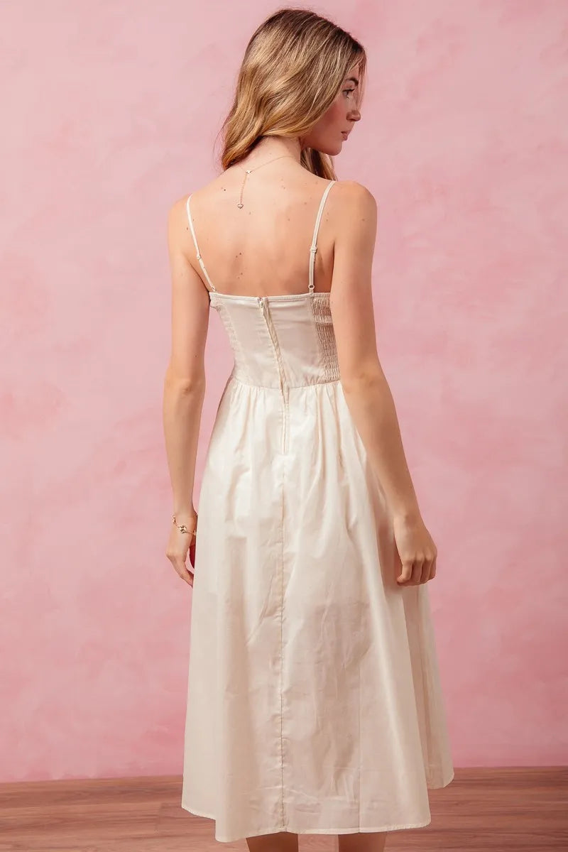 SO ME Smocked Sleeveless Casual Everyday Dress With Slit