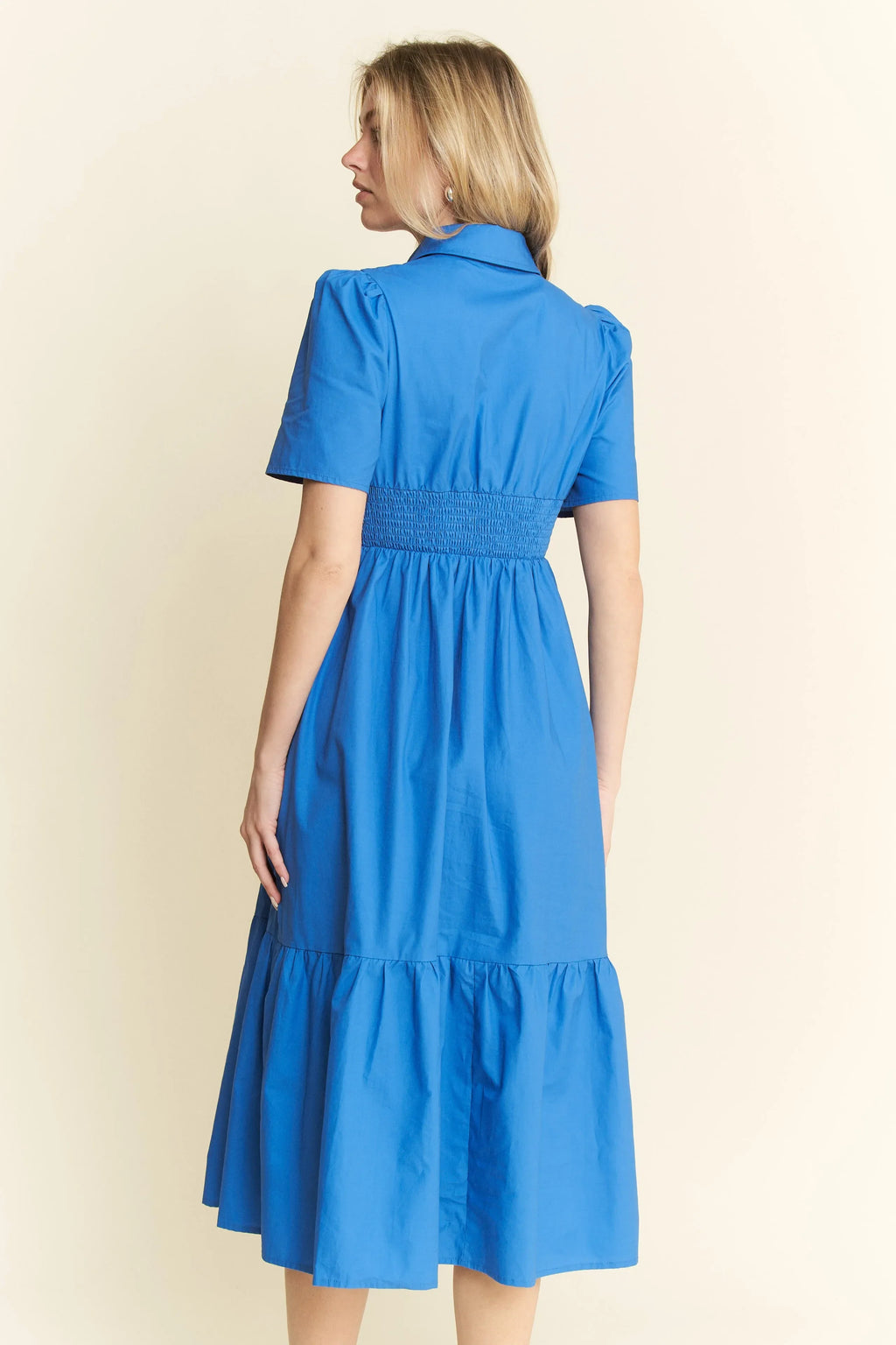 Jade By Jane Short Sleeve Button Down Midi Dress