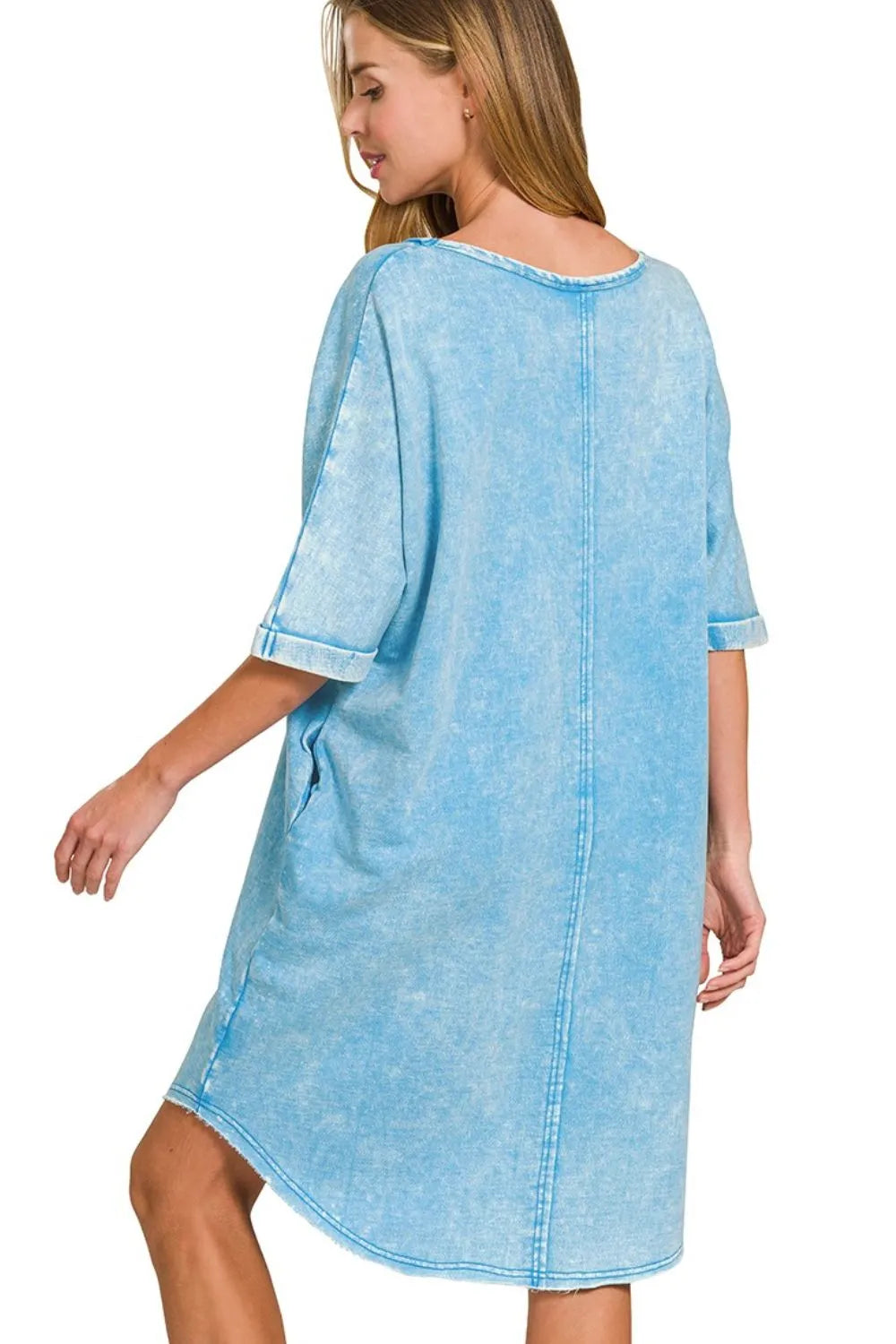 Zenana Acid-washed French Terry Tee Shirts Dress
