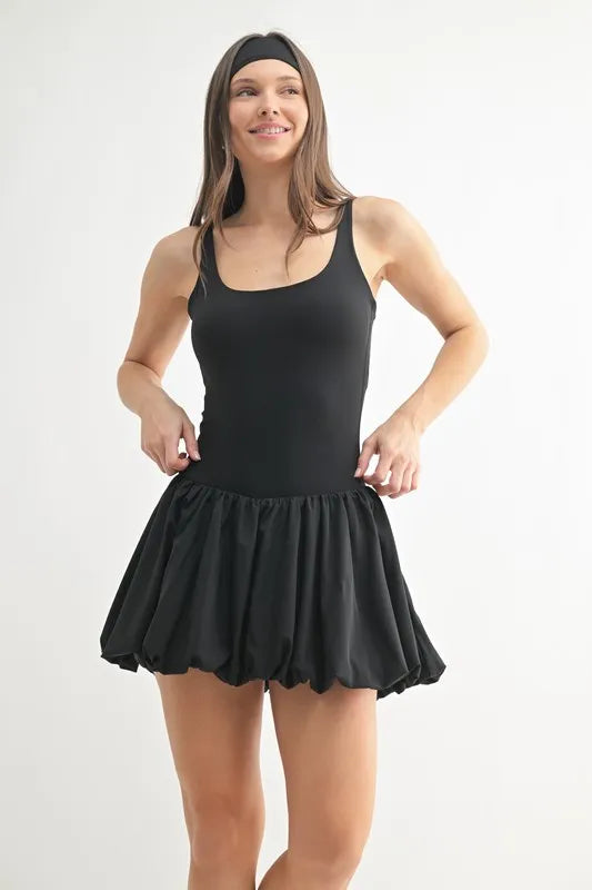 MONO B Bubble Active Mini Dress in Black