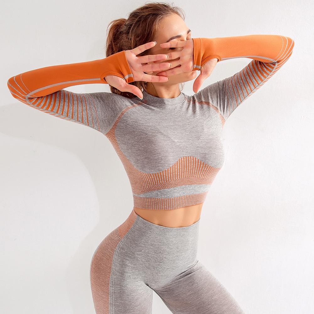 Womens Seamless Yoga Set Long Sleeve