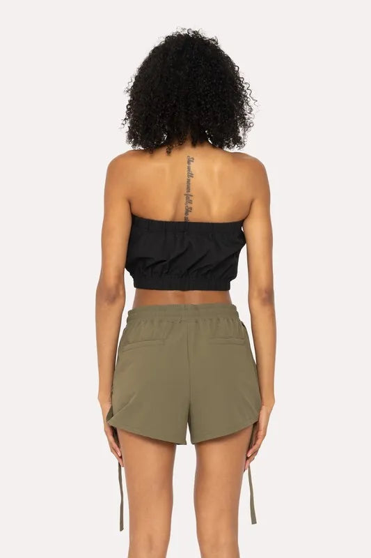 MONO B Cargochic Ribstop Tube Top in Black