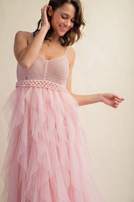 Sweet Generis | Lovely Tulle Midi Crochet Dress